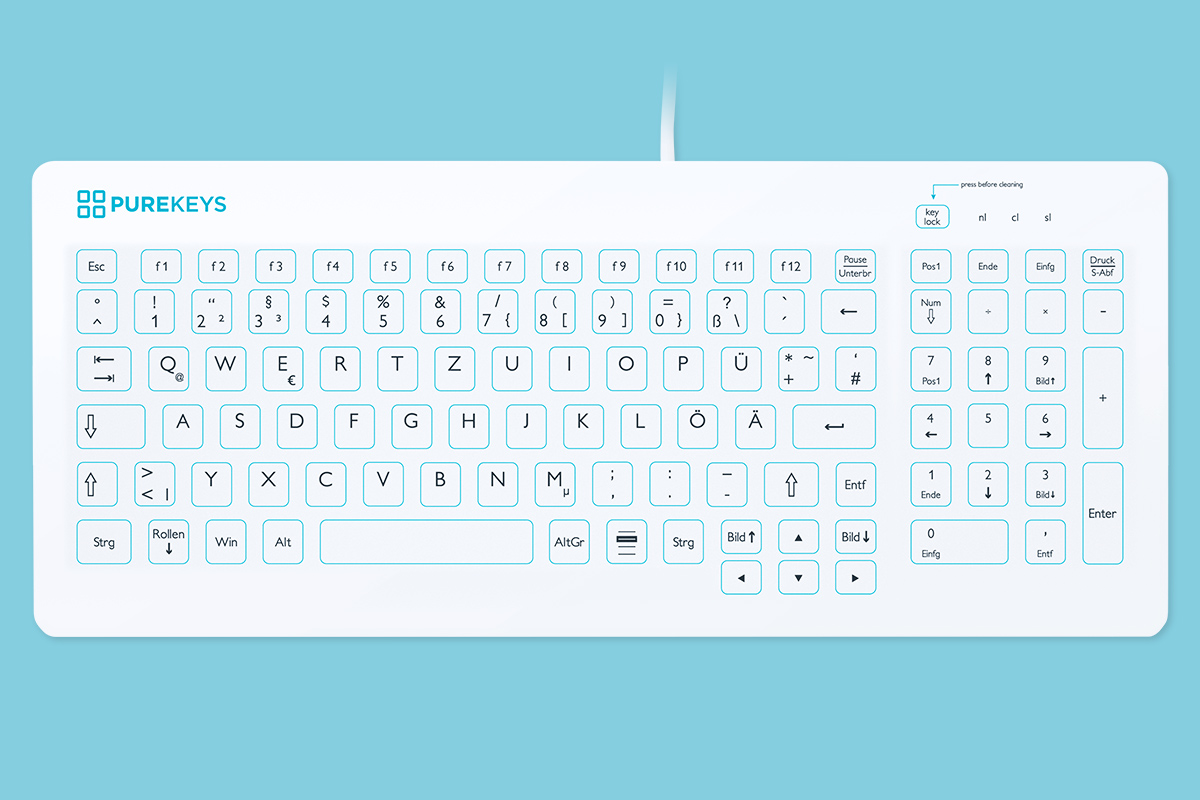 Purekeys Hygienetastatur 400 – kompakt, USB-Kabel – Bild 3