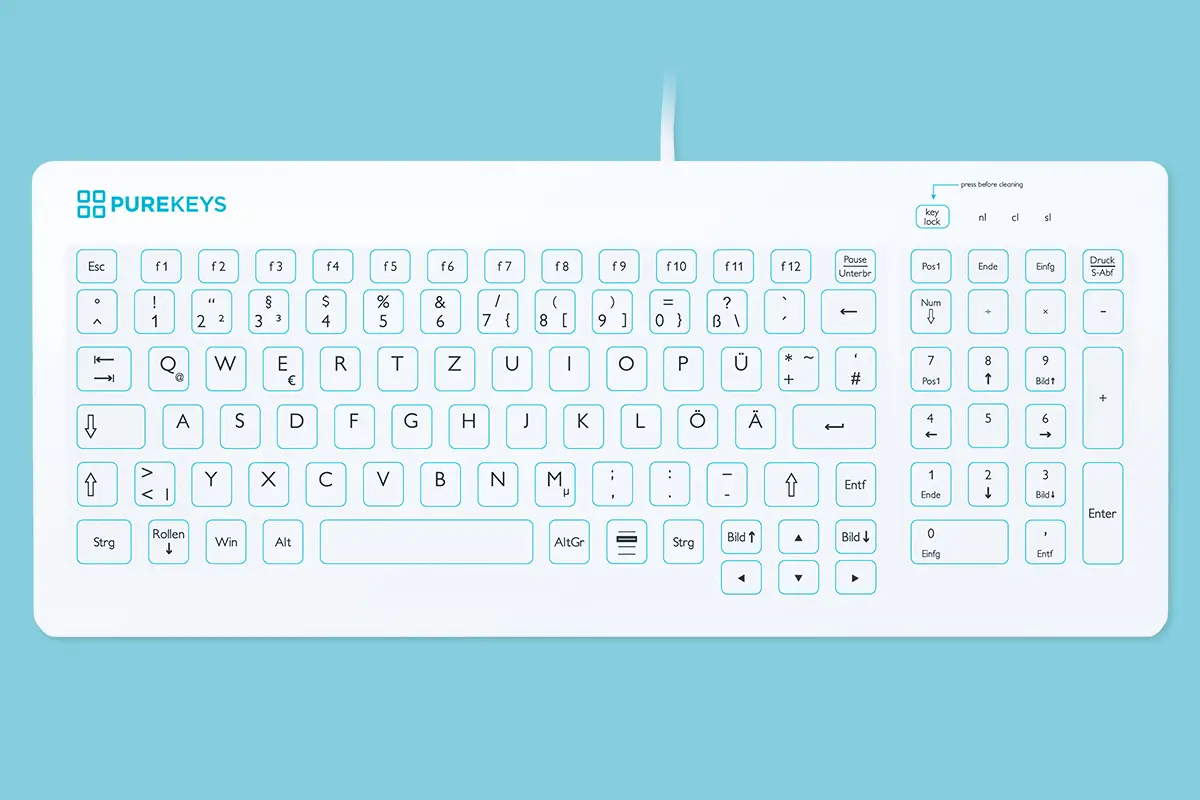 Purekeys Hygienetastatur 400 – kompakt, USB-Kabel